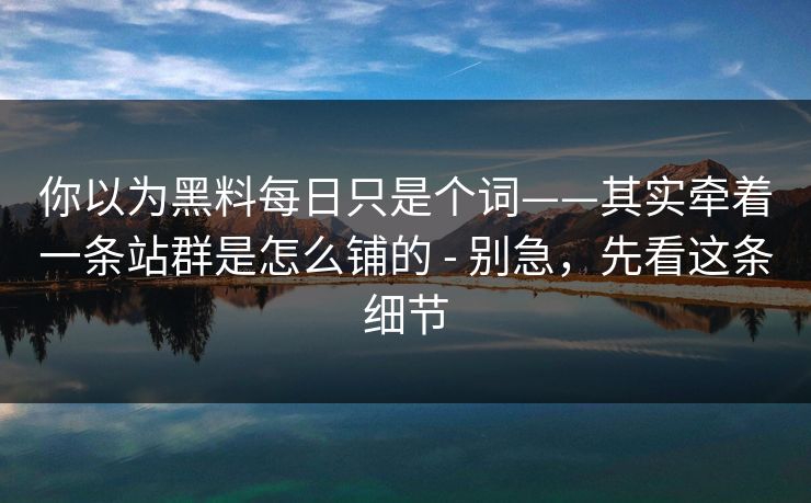 你以为黑料每日只是个词——其实牵着一条站群是怎么铺的 - 别急,先看这条细节