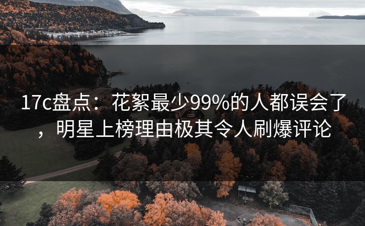 17c盘点：花絮最少99%的人都误会了，明星上榜理由极其令人刷爆评论