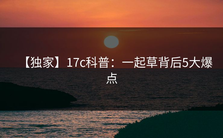 【独家】17c科普:一起草背后5大爆点 【独家】17c科普:一起草背后5大爆点