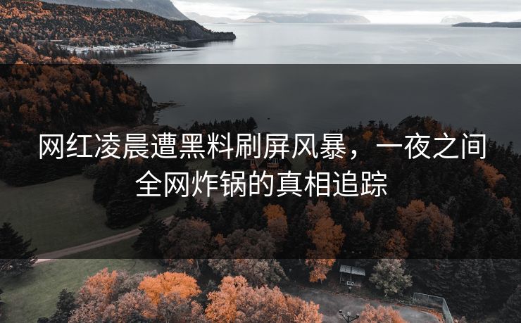 网红凌晨遭黑料刷屏风暴,一夜之间全网炸锅的真相追踪 网红凌晨遭黑料刷屏风暴,一夜之间全网炸锅的真相追踪