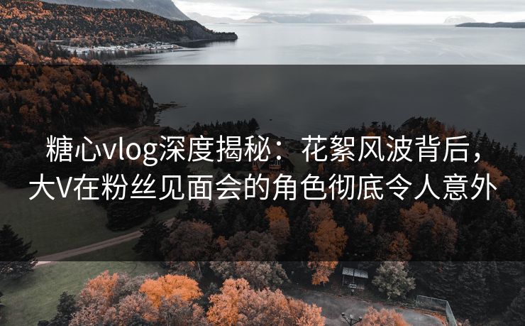 糖心vlog深度揭秘:花絮风波背后,大V在粉丝见面会的角色彻底令人意外