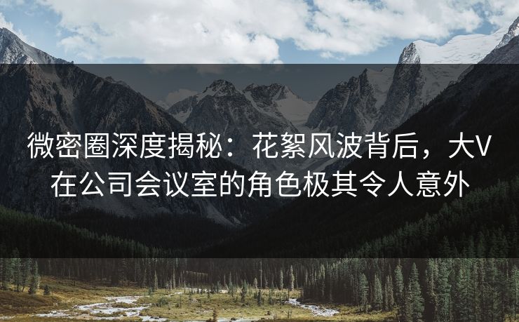 微密圈深度揭秘：花絮风波背后，大V在公司会议室的角色极其令人意外